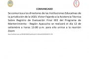 COMUNICADO SOBRE REGISTRO DE EVALUACIÓN FINAL IIEE
