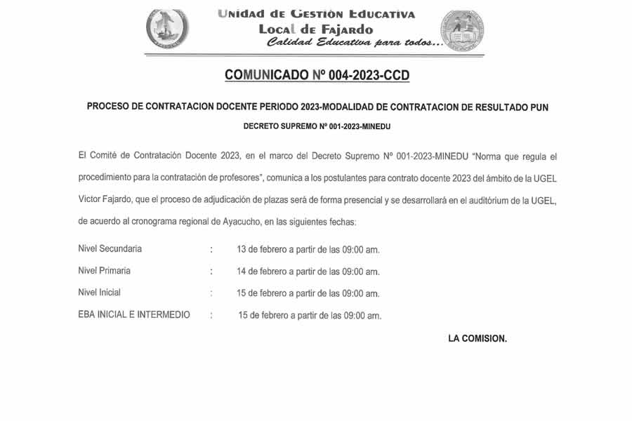 COMUNICADOS 004 2023 CCD