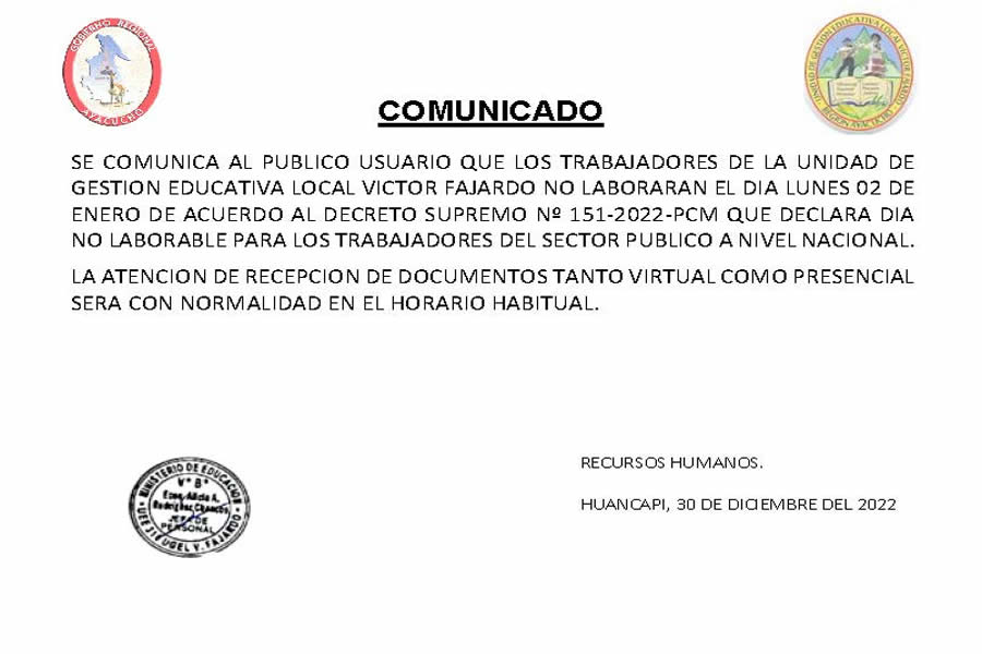COMUNICADO ATENCION MESA DE PARTES 2