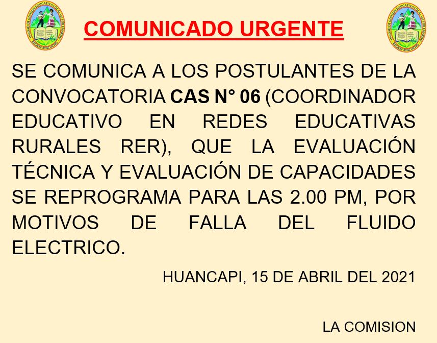 COMUNICADO CONVOCATORIO 006