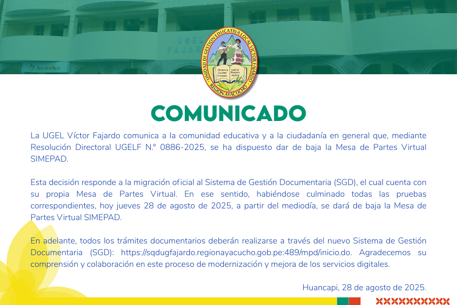 COMUNICADO ESA DE PARTES WEB