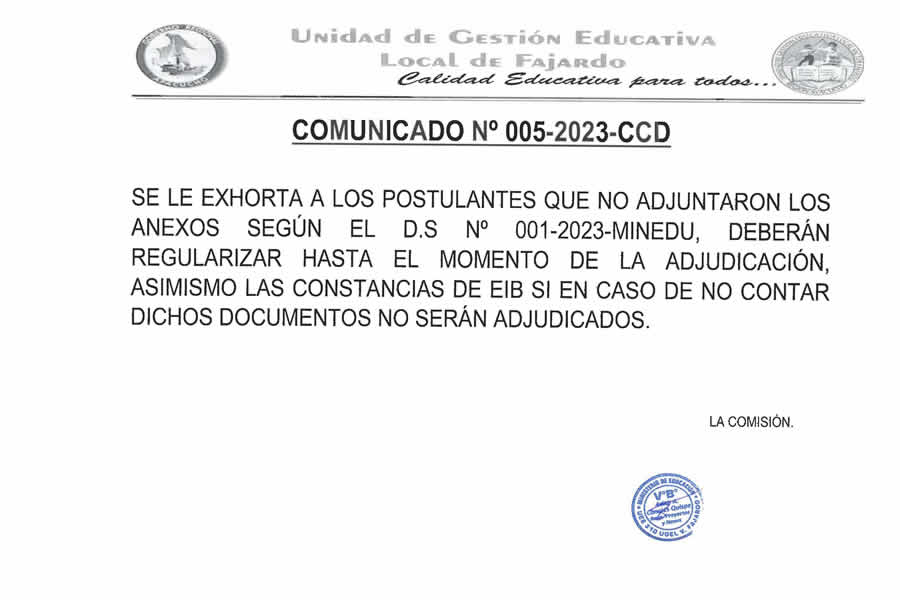 COMUNICADO No 005 2023 CCD