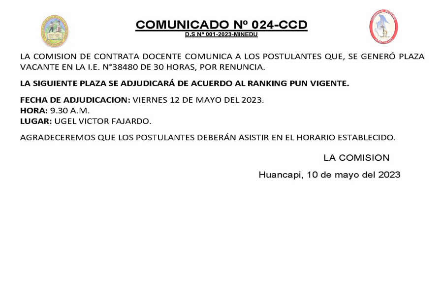 COMUNICADO No 024
