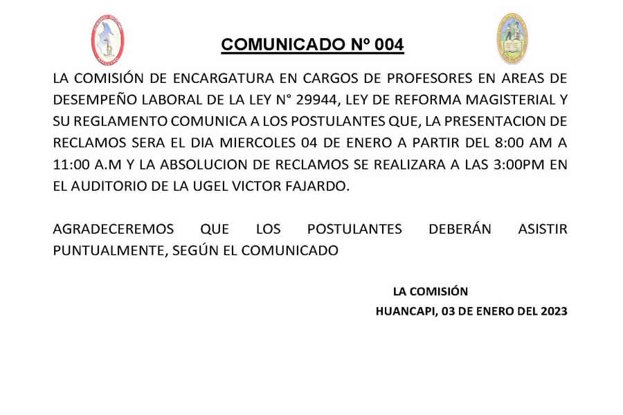 COMUNICADO No 04