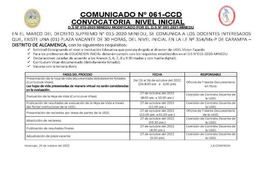 COMUNICADO No 061 Inicial