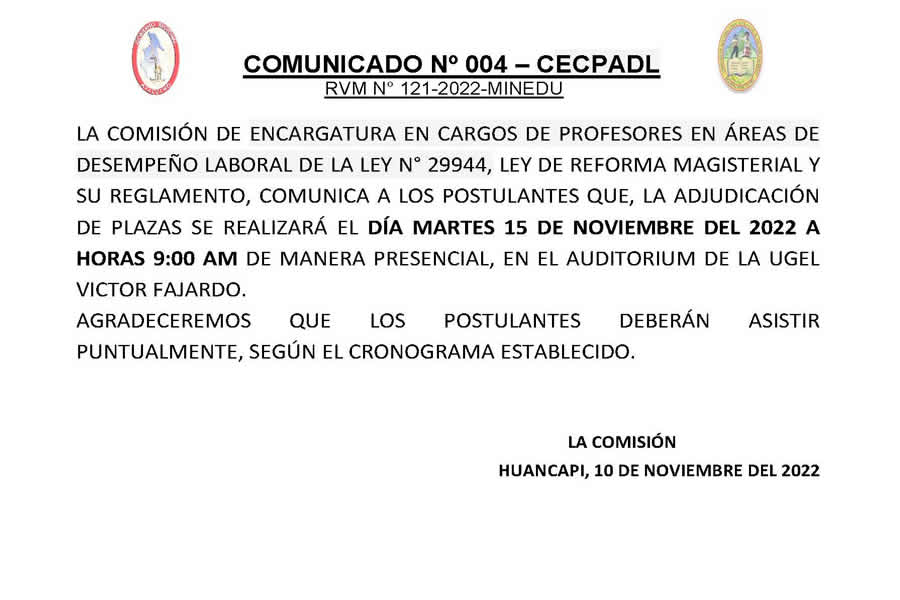 COMUNICADO Nº 004