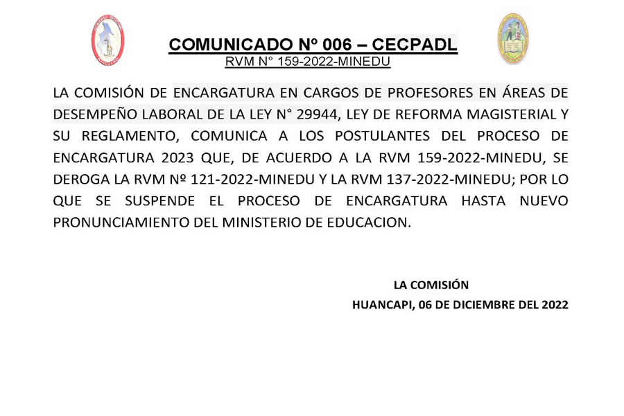 COMUNICADO Nº 006