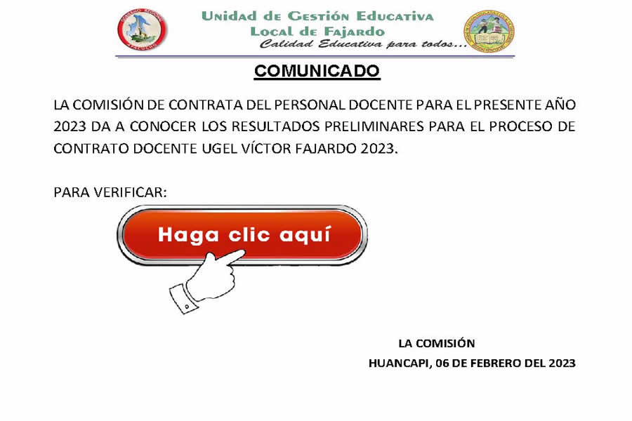 COMUNICADO RESUL PRELIMINARES CONTRATO DOCENTE 2023