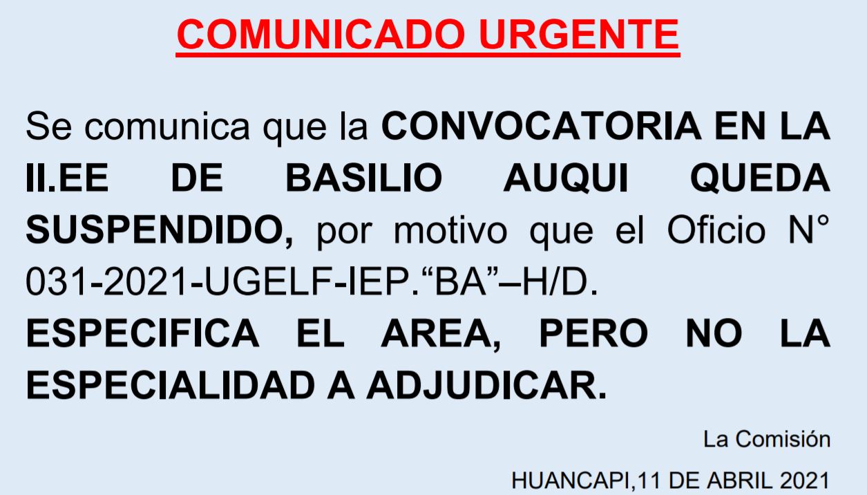 COMUNICADO URGENTE