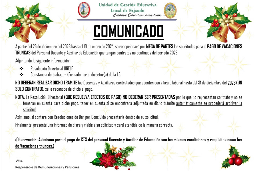 COMUNICADO VACACIONES TRUNCAS 2022