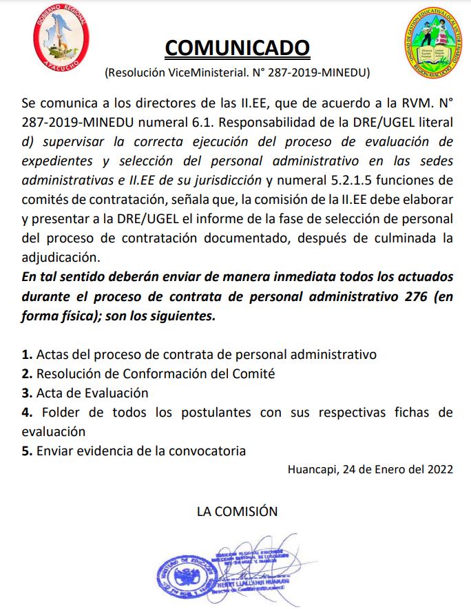 Captura comunicado
