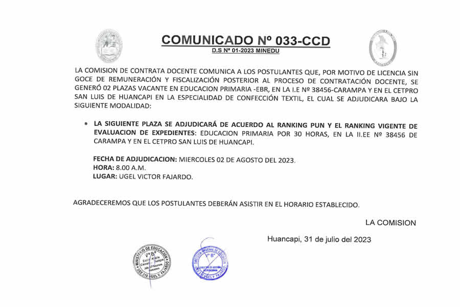 comunicado 033 ccd